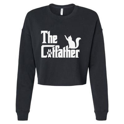 Retro The Cat Father Cat Lover Cat Dad Best Cat Meme Cropped Pullover Crew
