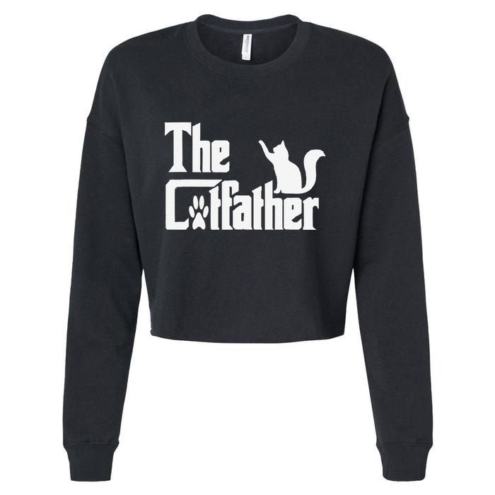 Retro The Cat Father Cat Lover Cat Dad Best Cat Meme Cropped Pullover Crew