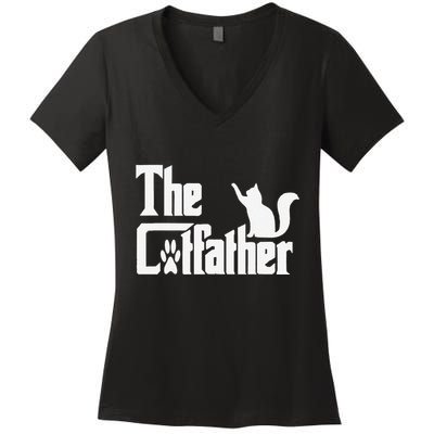 Retro The Cat Father Cat Lover Cat Dad Best Cat Meme Women's V-Neck T-Shirt
