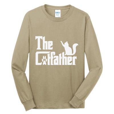 Retro The Cat Father Cat Lover Cat Dad Best Cat Meme Tall Long Sleeve T-Shirt