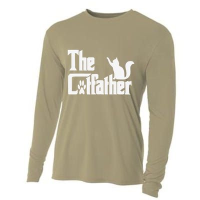Retro The Cat Father Cat Lover Cat Dad Best Cat Meme Cooling Performance Long Sleeve Crew