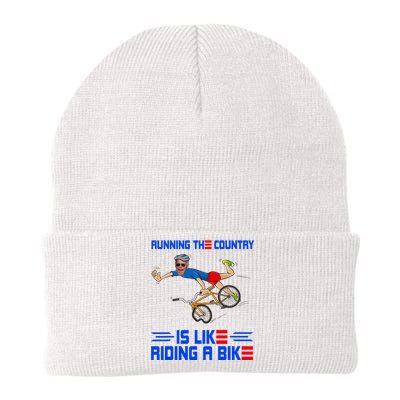 Running The Country Is Like Riding A Bike Us Flag Vintage Knit Cap Winter Beanie