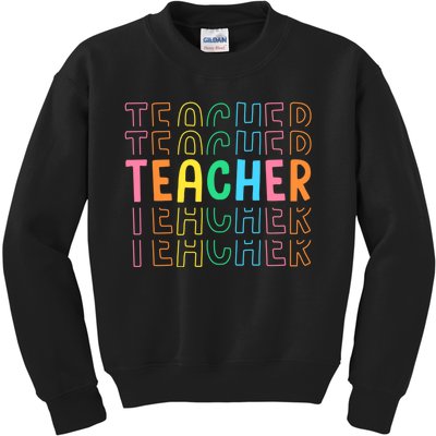 Retro Teacher Colorful Elementary School Teachers Kids Sweatshirt