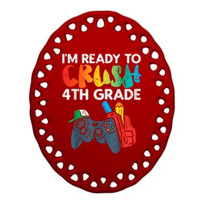 Ready To Crush 4th Grade Fourth Video Gamer First Day Boy Ceramic Oval Ornament