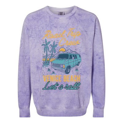 Road Trip Crew Venice Beach Lets Roll Matching Group Vannin Gift Colorblast Crewneck Sweatshirt