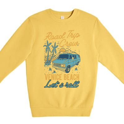 Road Trip Crew Venice Beach Lets Roll Matching Group Vannin Gift Premium Crewneck Sweatshirt