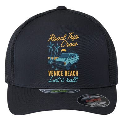 Road Trip Crew Venice Beach Lets Roll Matching Group Vannin Gift Flexfit Unipanel Trucker Cap