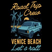 Road Trip Crew Venice Beach Lets Roll Matching Group Vannin Gift Cooling Performance Crew T-Shirt