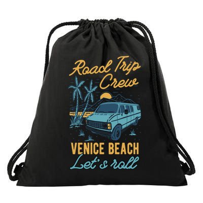 Road Trip Crew Venice Beach Lets Roll Matching Group Vannin Gift Drawstring Bag