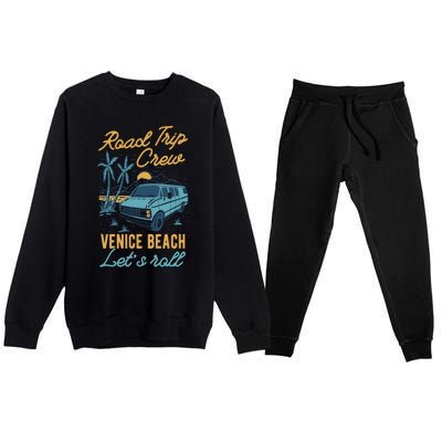 Road Trip Crew Venice Beach Lets Roll Matching Group Vannin Gift Premium Crewneck Sweatsuit Set