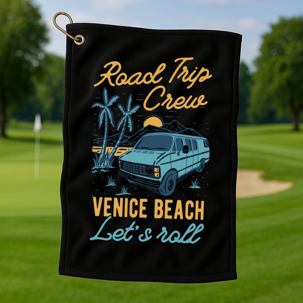 Road Trip Crew Venice Beach Lets Roll Matching Group Vannin Gift Golf Towel