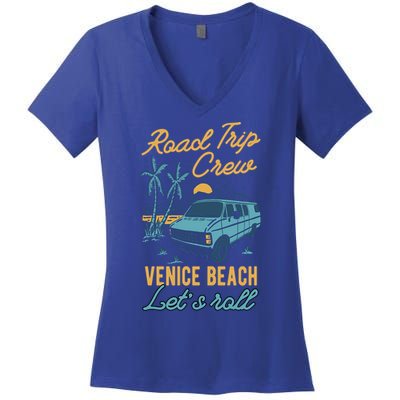 Road Trip Crew Venice Beach Lets Roll Matching Group Vannin Gift Women's V-Neck T-Shirt