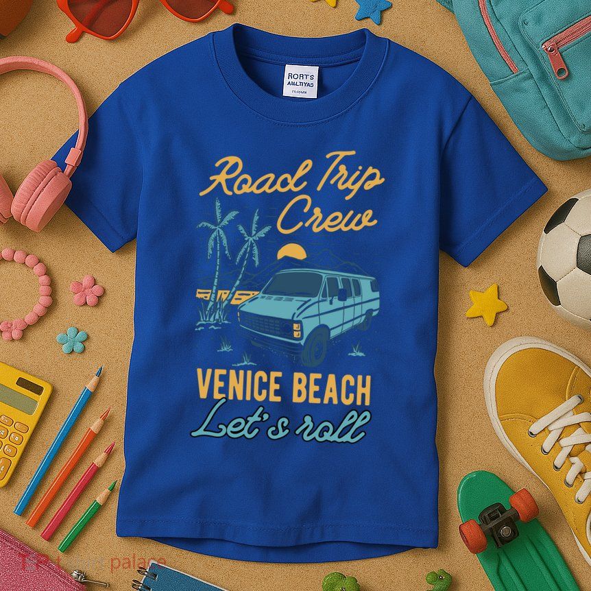 Road Trip Crew Venice Beach Lets Roll Matching Group Vannin Gift Kids T-Shirt