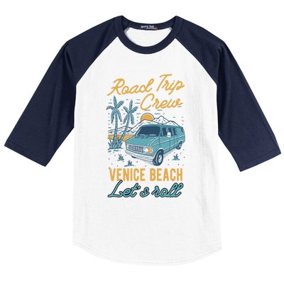 Road Trip Crew Venice Beach Lets Roll Matching Group Vannin Gift Baseball Sleeve Shirt