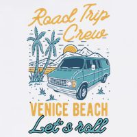 Road Trip Crew Venice Beach Lets Roll Matching Group Vannin Gift Garment-Dyed Sweatshirt