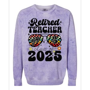 Retired Teacher Class Of 2025 School Retirement Funny Colorblast Crewneck Sweatshirt