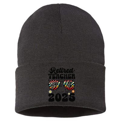 Retired Teacher Class Of 2025 School Retirement Funny Sustainable Knit Beanie