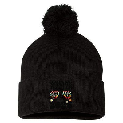Retired Teacher Class Of 2025 School Retirement Funny Pom Pom 12in Knit Beanie