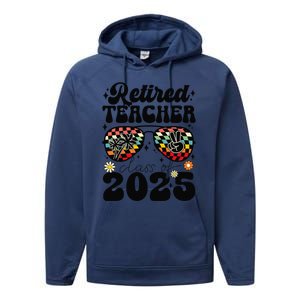 Retired Teacher Class Of 2025 School Retirement Funny Performance Fleece Hoodie