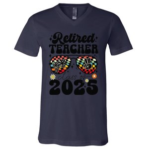 Retired Teacher Class Of 2025 School Retirement Funny V-Neck T-Shirt