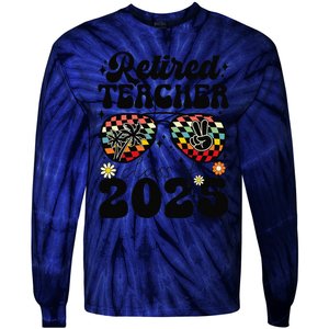 Retired Teacher Class Of 2025 School Retirement Funny Tie-Dye Long Sleeve Shirt