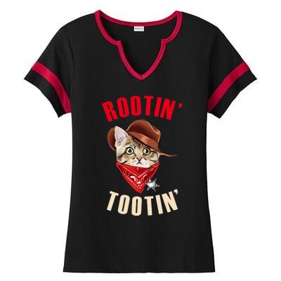 Rootin' Tootin' Cowboy Cat Meme Ladies Halftime Notch Neck Tee