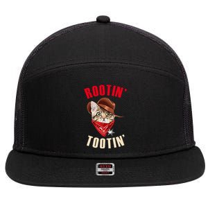 Rootin' Tootin' Cowboy Cat Meme 7 Panel Mesh Trucker Snapback Hat