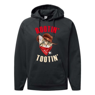 Rootin' Tootin' Cowboy Cat Meme Performance Fleece Hoodie