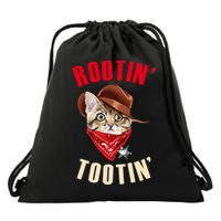 Rootin' Tootin' Cowboy Cat Meme Drawstring Bag