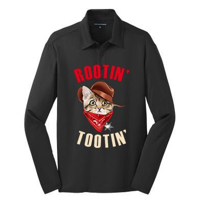 Rootin' Tootin' Cowboy Cat Meme Silk Touch Performance Long Sleeve Polo