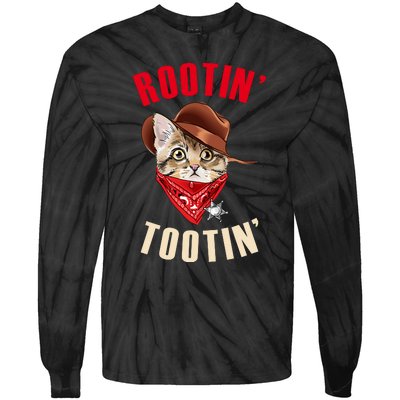 Rootin' Tootin' Cowboy Cat Meme Tie-Dye Long Sleeve Shirt