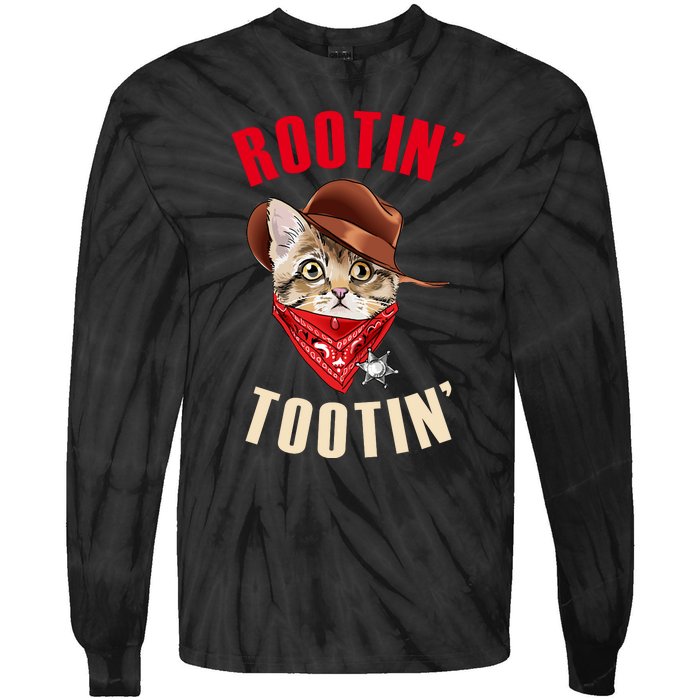 Rootin' Tootin' Cowboy Cat Meme Tie-Dye Long Sleeve Shirt