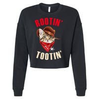 Rootin' Tootin' Cowboy Cat Meme Cropped Pullover Crew