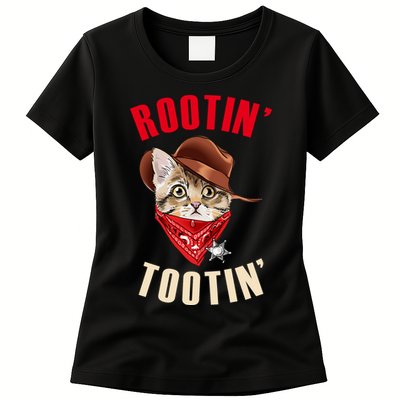 Rootin' Tootin' Cowboy Cat Meme Womens T-Shirt