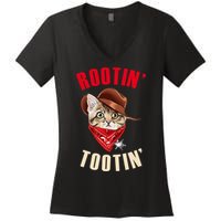 Rootin' Tootin' Cowboy Cat Meme Women's V-Neck T-Shirt