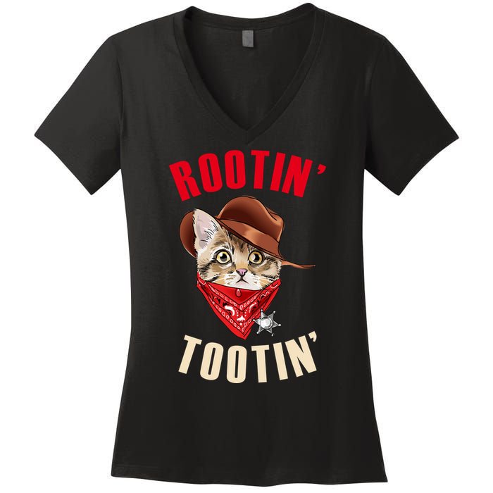 Rootin' Tootin' Cowboy Cat Meme Women's V-Neck T-Shirt