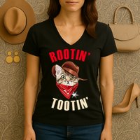 Rootin' Tootin' Cowboy Cat Meme Women's V-Neck T-Shirt