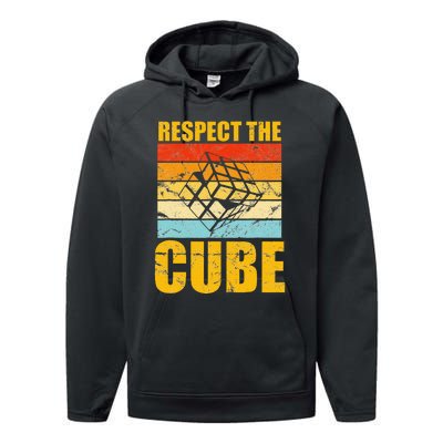 Respect The Cube Puzzle Speed Cubing Performance Fleece Hoodie