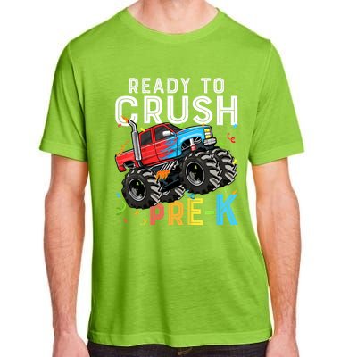 Ready To Crush Prek First Day Of Preschool Monster Truck Adult ChromaSoft Performance T-Shirt