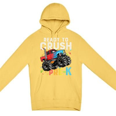 Ready To Crush Prek First Day Of Preschool Monster Truck Premium Pullover Hoodie