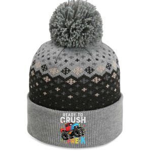 Ready To Crush Prek First Day Of Preschool Monster Truck The Baniff Cuffed Pom Beanie