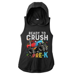 Ready To Crush Prek First Day Of Preschool Monster Truck Ladies PosiCharge Tri-Blend Wicking Draft Hoodie Tank