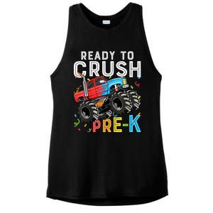 Ready To Crush Prek First Day Of Preschool Monster Truck Ladies PosiCharge Tri-Blend Wicking Tank