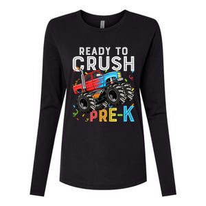 Ready To Crush Prek First Day Of Preschool Monster Truck Womens Cotton Relaxed Long Sleeve T-Shirt