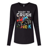 Ready To Crush Prek First Day Of Preschool Monster Truck Womens Cotton Relaxed Long Sleeve T-Shirt