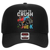 Ready To Crush Prek First Day Of Preschool Monster Truck High Crown Mesh Back Trucker Hat