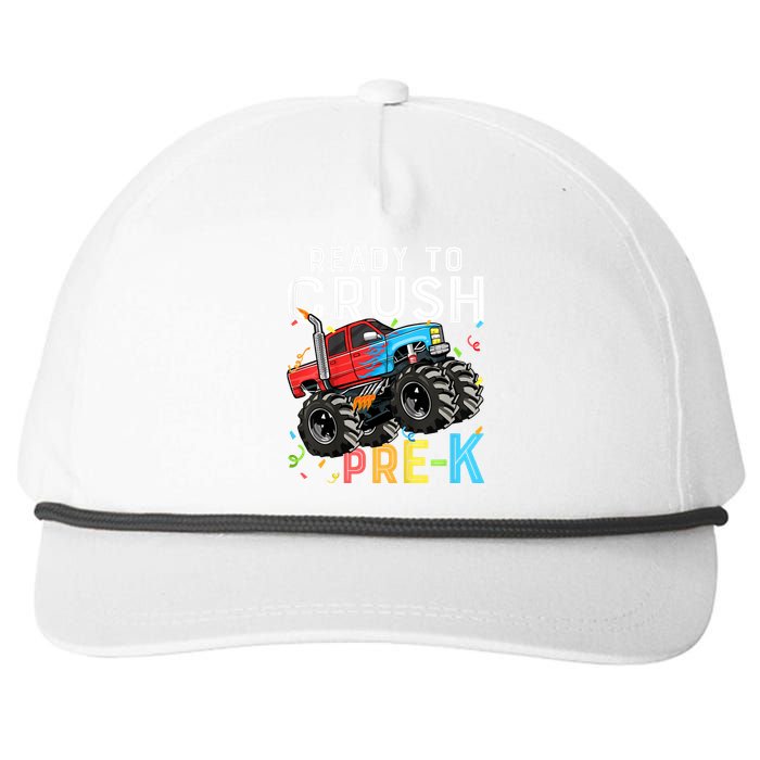 Ready To Crush Prek First Day Of Preschool Monster Truck Snapback Five-Panel Rope Hat