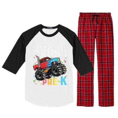 Ready To Crush Prek First Day Of Preschool Monster Truck Raglan Sleeve Pajama Set