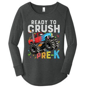 Ready To Crush Prek First Day Of Preschool Monster Truck Women's Perfect Tri Tunic Long Sleeve Shirt