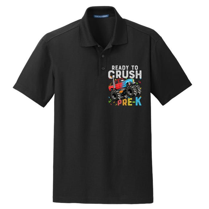 Ready To Crush Prek First Day Of Preschool Monster Truck Dry Zone Grid Polo